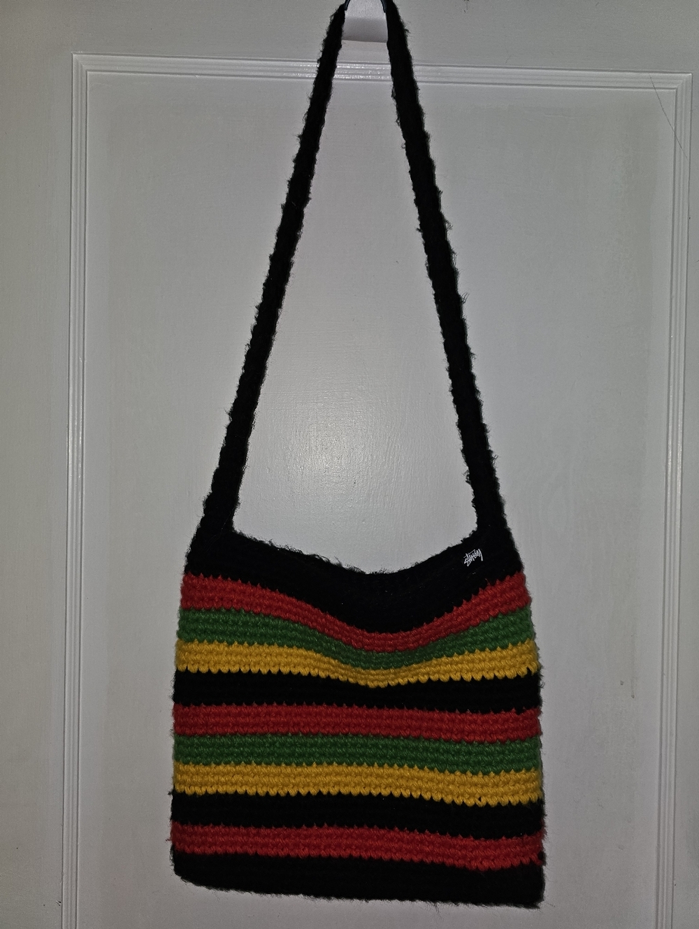 NWT Stussy x Denim Tears Messenger Bag in  multicolor rasta-inspired stripes